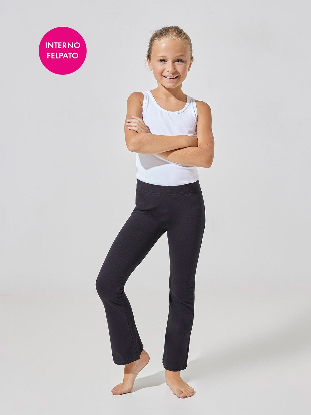 Pantaleggings bimba a zampa felpato Jadea 345 nero fronte