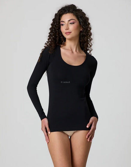 Maglia donna Jadea 4056 scollo ampio nera