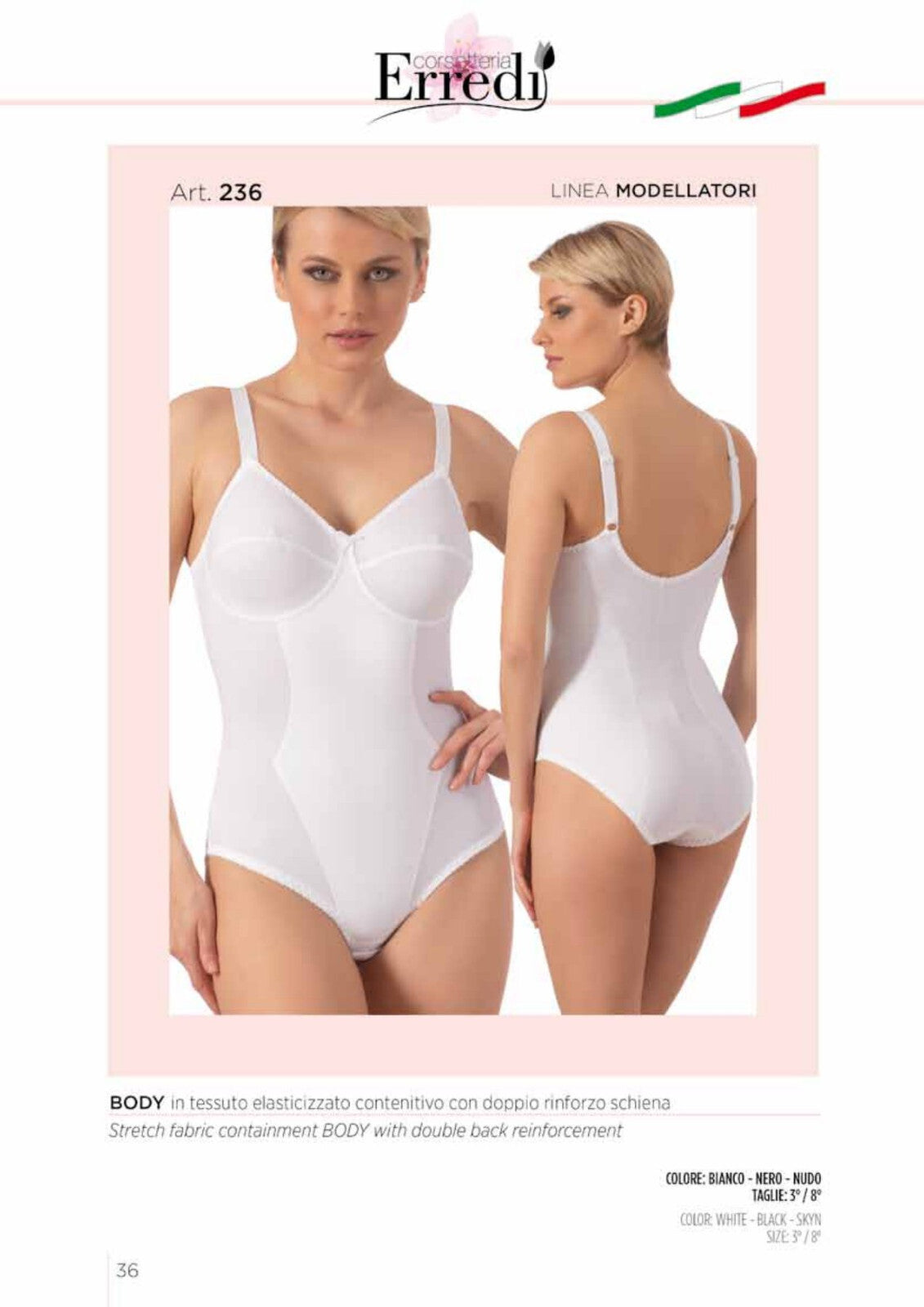 Body Erredi art. 236 in tessuto elasticizzato contenitivo