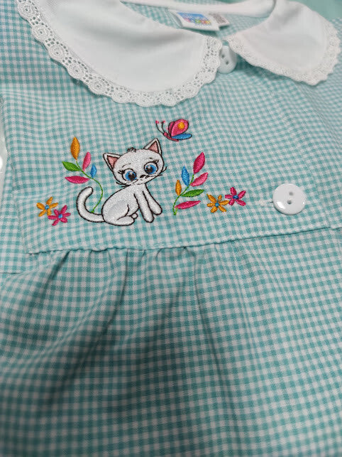 Grembiule Siggi scuola materna Bimba Verde a quadretti diverse fantasie