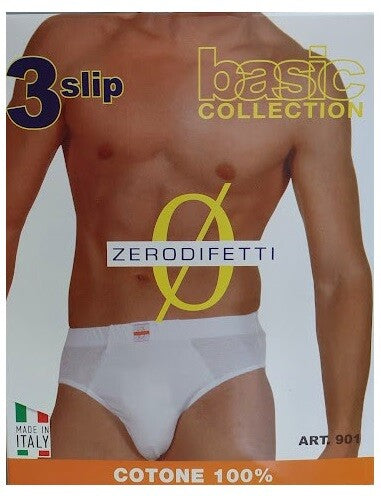 6 Slip Uomo ZERODIFETTI 100% COTONE confezione bianca e assortita