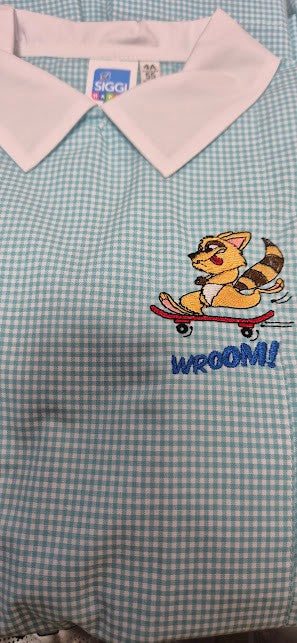 Grembiule Siggi scuola materna Bimbo Verde a quadretti diverse fantasie