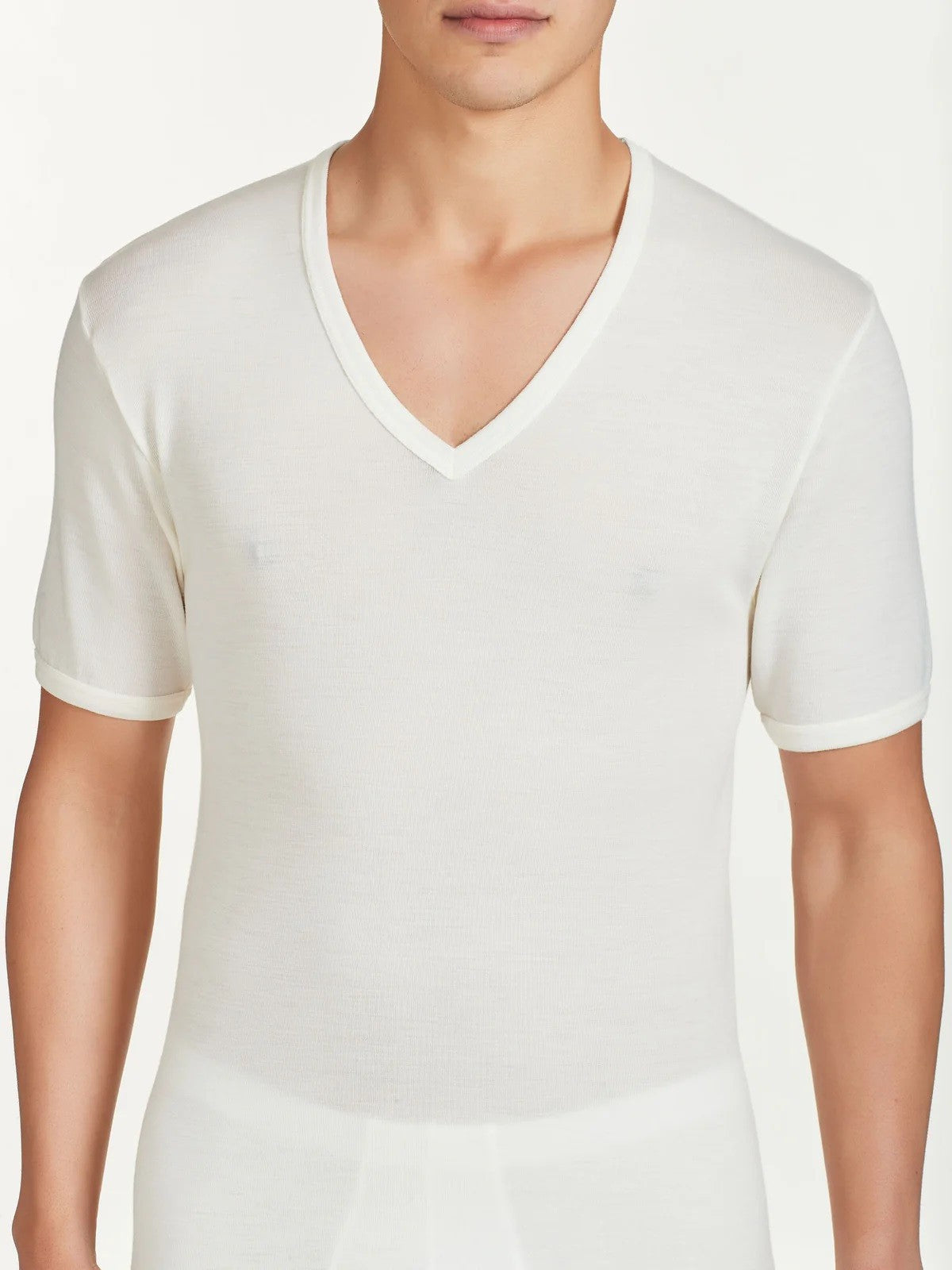 Maglietta Ragno scollo a V in lana di peso medio Merino Medium 60038