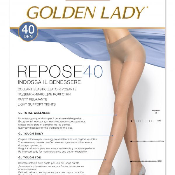5 paia Collant elasticizzato riposante Golden Lady Repose 40
