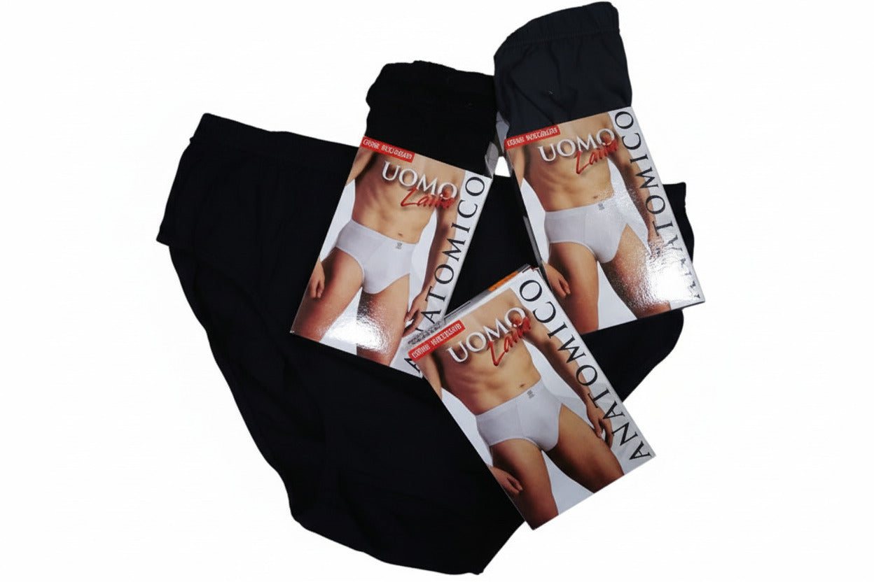 Tris Slip uomo Laila taglie conformate 8-9-10 tris Bianchi o Nero Grigio Blu