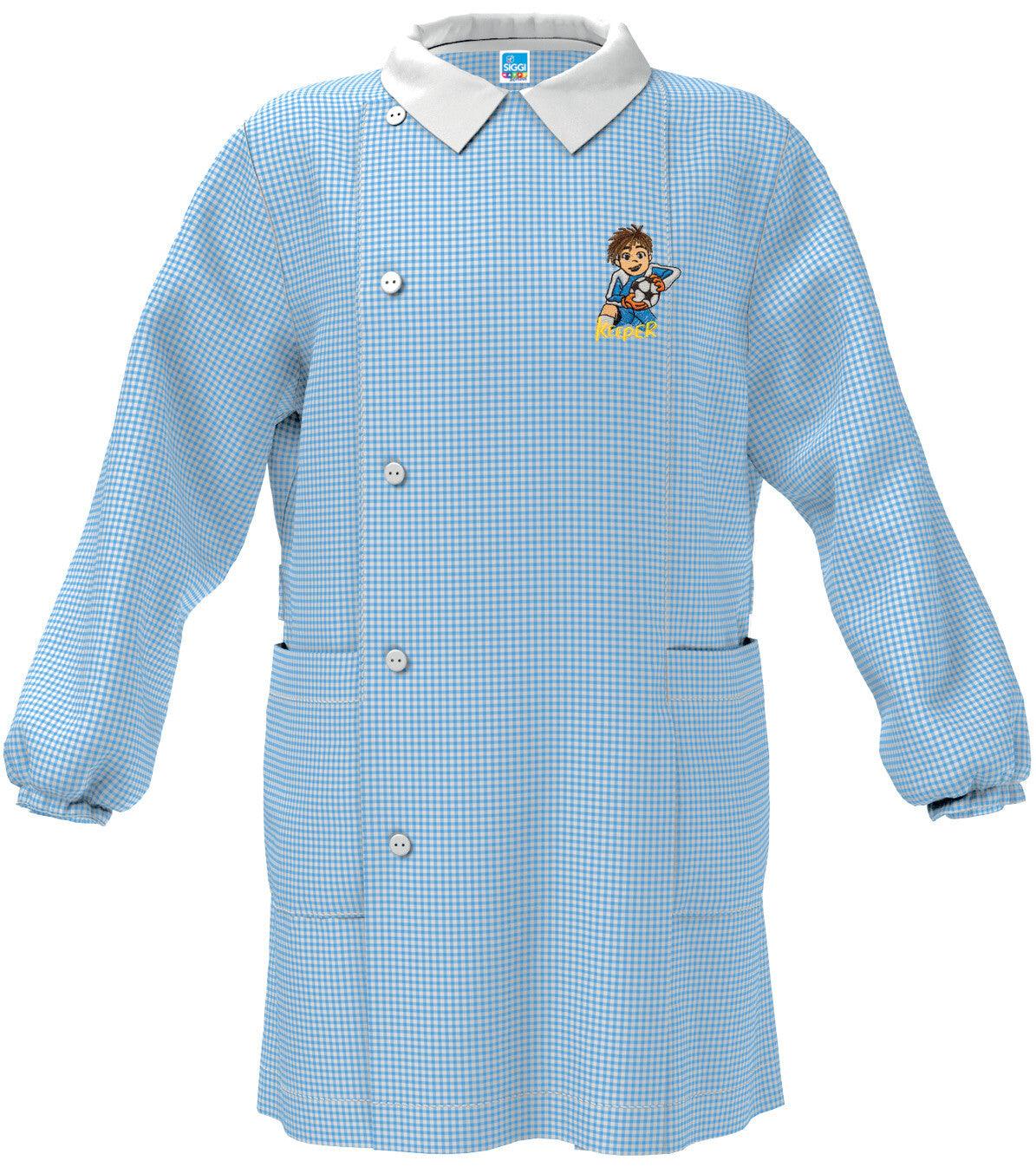 Grembiule Siggi Scuola Materna Bimbo Celeste a Quadretti nuove fantasie