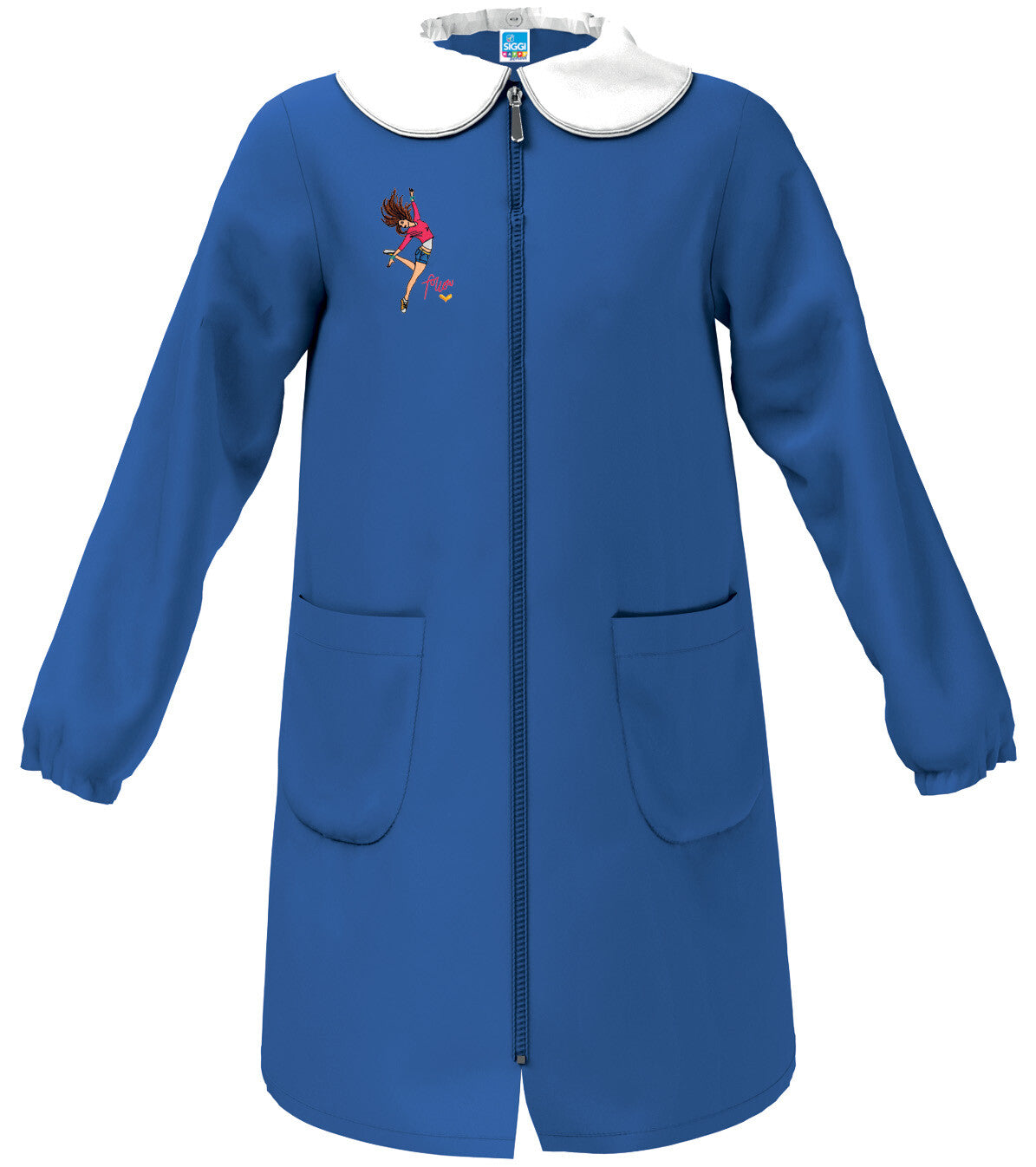 Grembiule Siggi Blu Bimba scuola primaria con cerniera