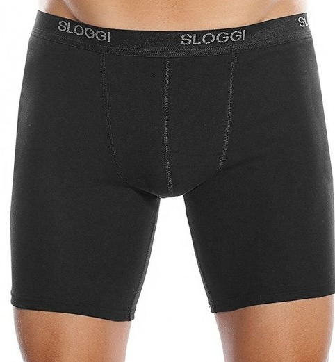Boxer Sloggi Basic Long Uomo modello Ciclista Bianco Nero