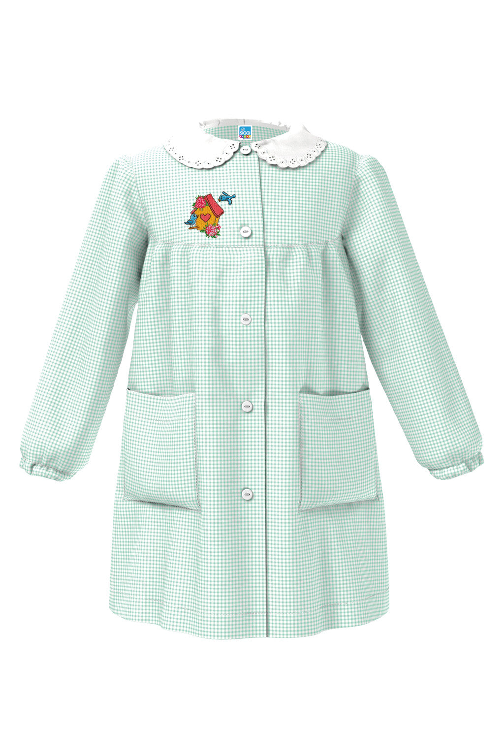 Grembiule Siggi scuola materna Bimba Verde a quadretti diverse fantasie