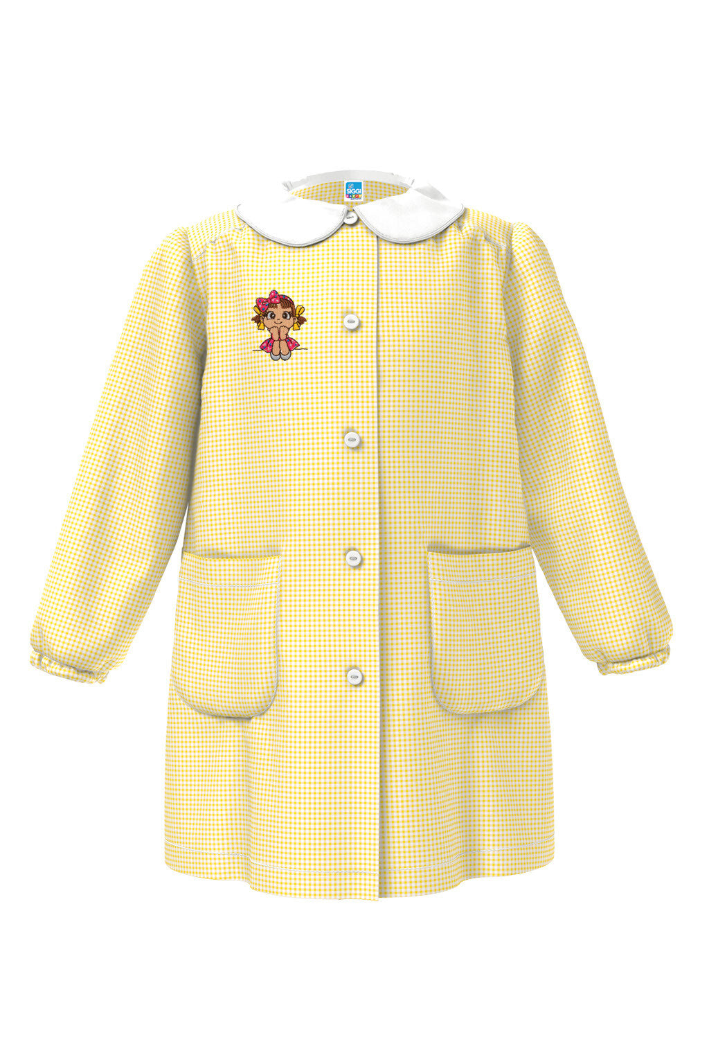 Grembiule Siggi scuola materna Bimba Giallo a quadretti diverse fantasie