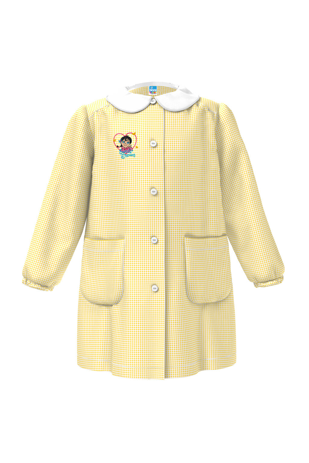 Grembiule Siggi scuola materna Bimba Giallo a quadretti diverse fantasie
