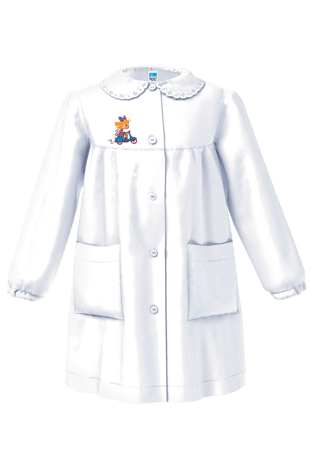 Grembiule Siggi Bianco Bimba Scuola materna diverse fantasie