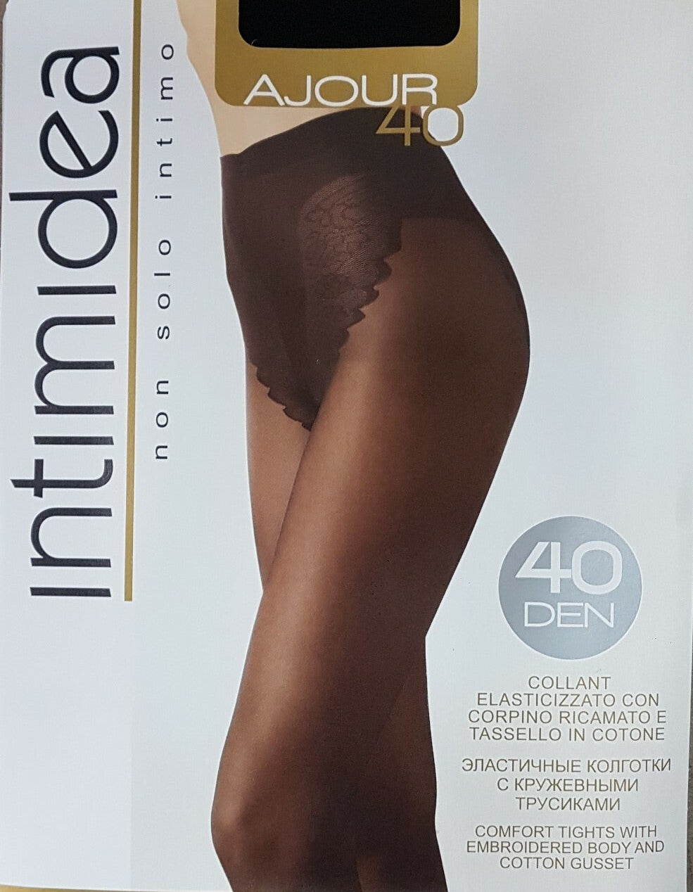 6 collant donna intimidea 40 den elasticizzato con corpino in pizzo