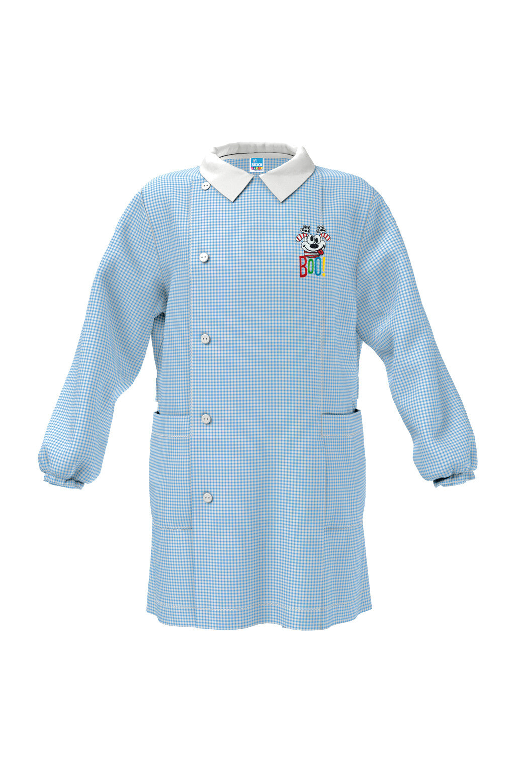 Grembiule Siggi Scuola Materna Bimbo Celeste a Quadretti diverse fantasie