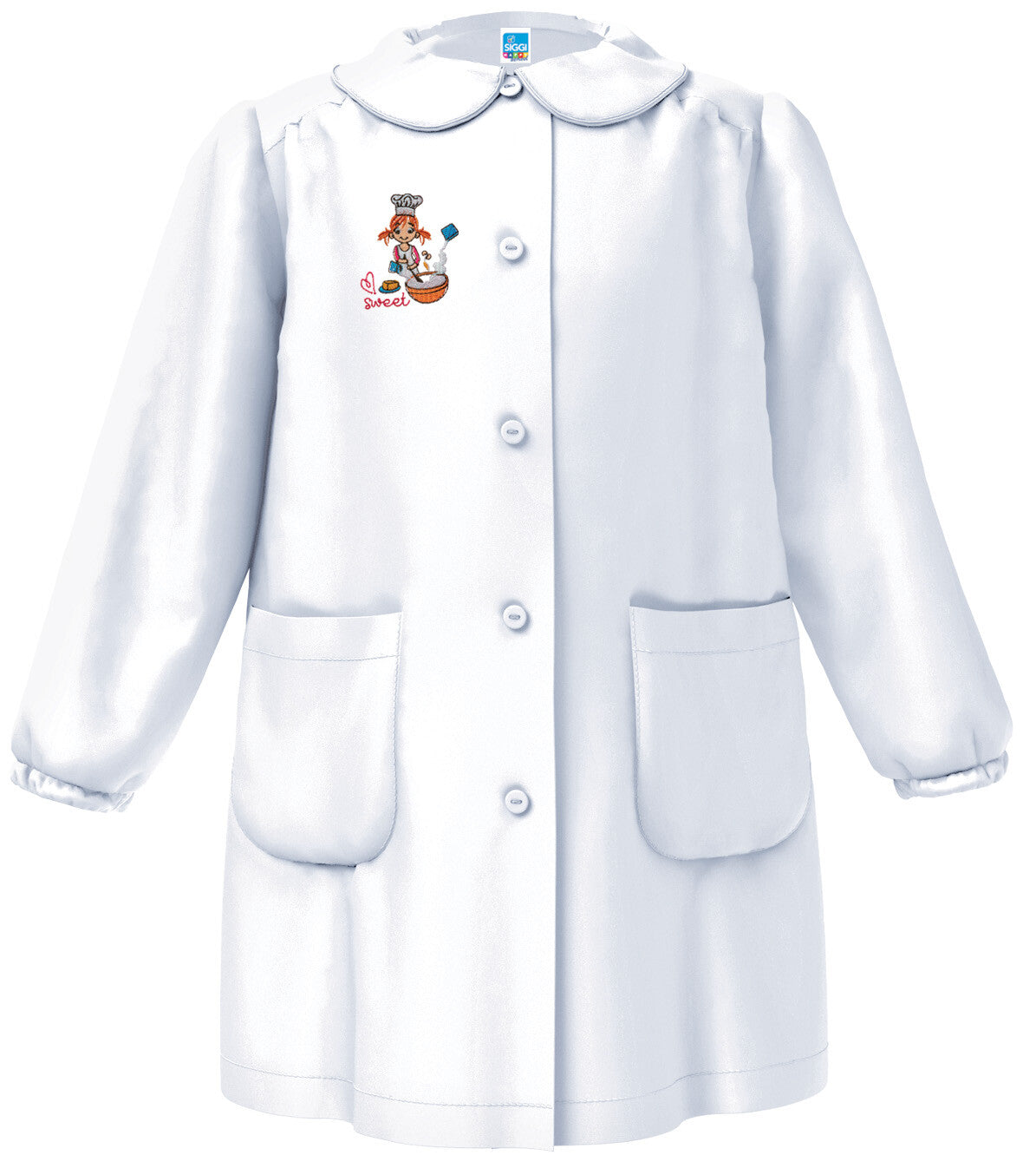 Grembiule Siggi Bianco Bimba Scuola materna nuove fantasie