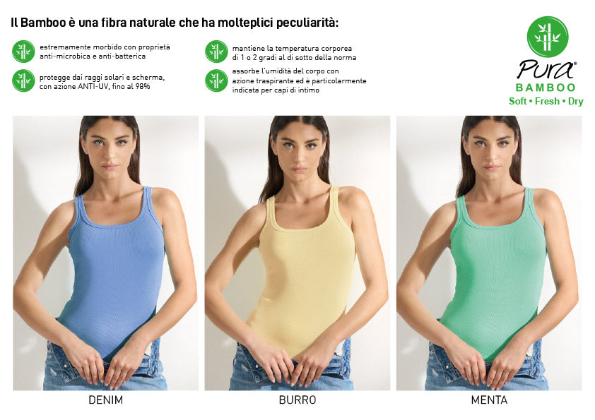 Ciocca bamboo Canotta costina P0728M colori assortiti