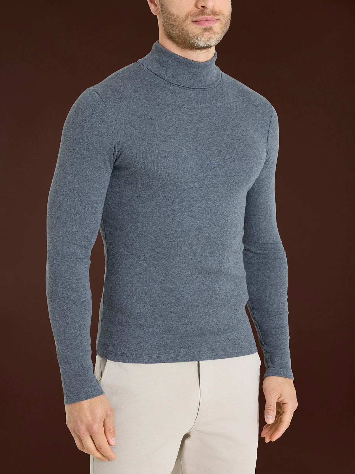 U262AK Dolcevita Uomo Caldo Cotone Argento Melange