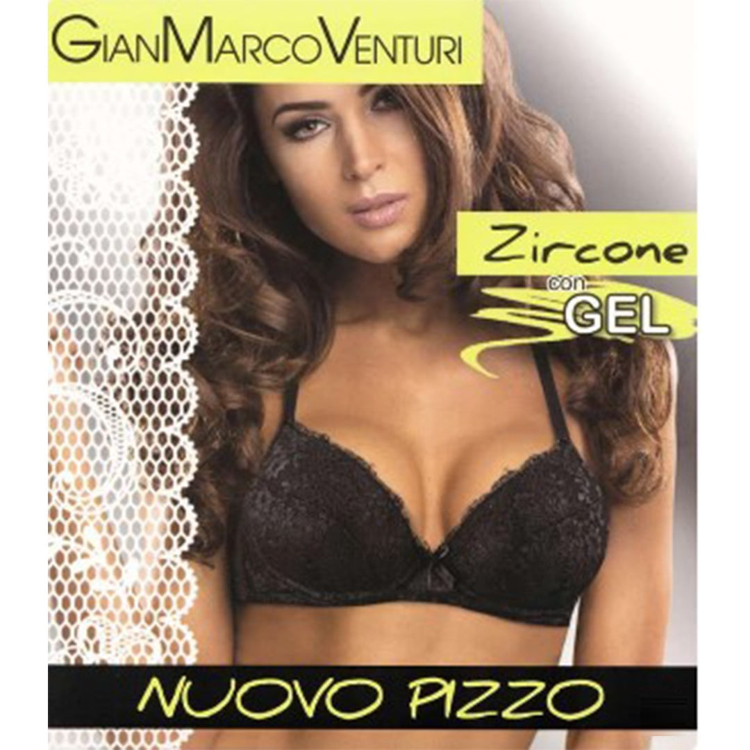 Reggiseno push-up con gel e ferretto GianMarco Venturi Zircone Nero in pizzo, immagine della confezione originale