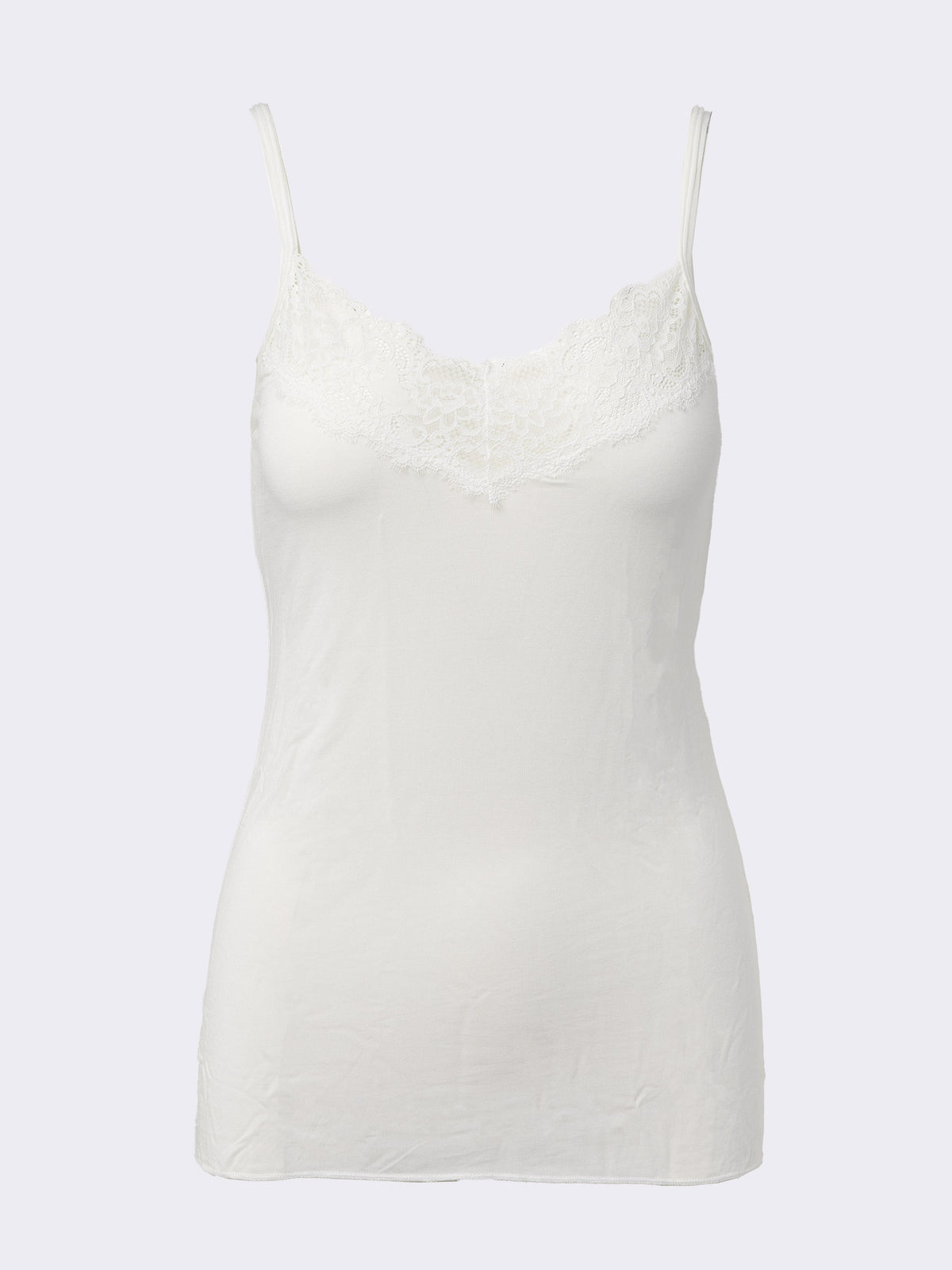 Top donna Ciocca spalla stretta in cashmere e modal con pizzo naturale P0715M