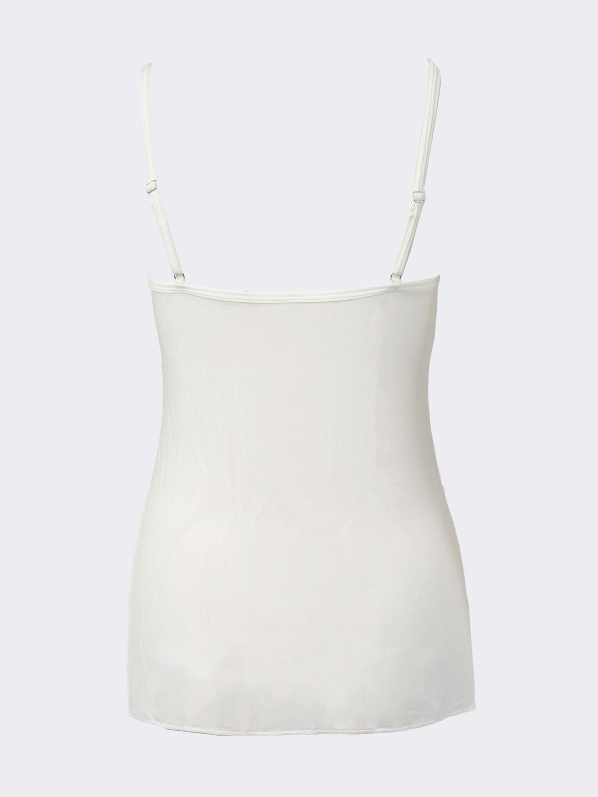 Top donna Ciocca spalla stretta in cashmere e modal con pizzo naturale P0715M retro
