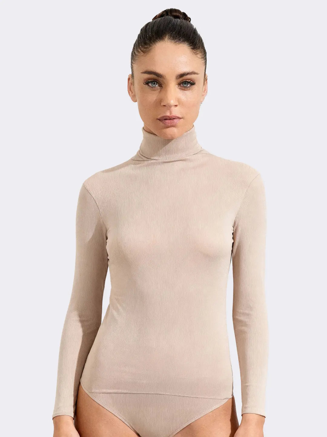 Maglia Donna Ciocca Dolcevita Manica Lunga Cashmere Modal Costina P0736M noce