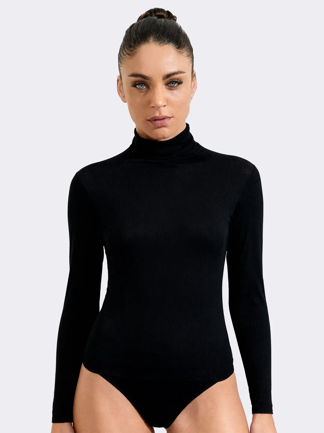 Maglia Donna Ciocca Dolcevita Manica Lunga Cashmere Modal Costina P0736M nero