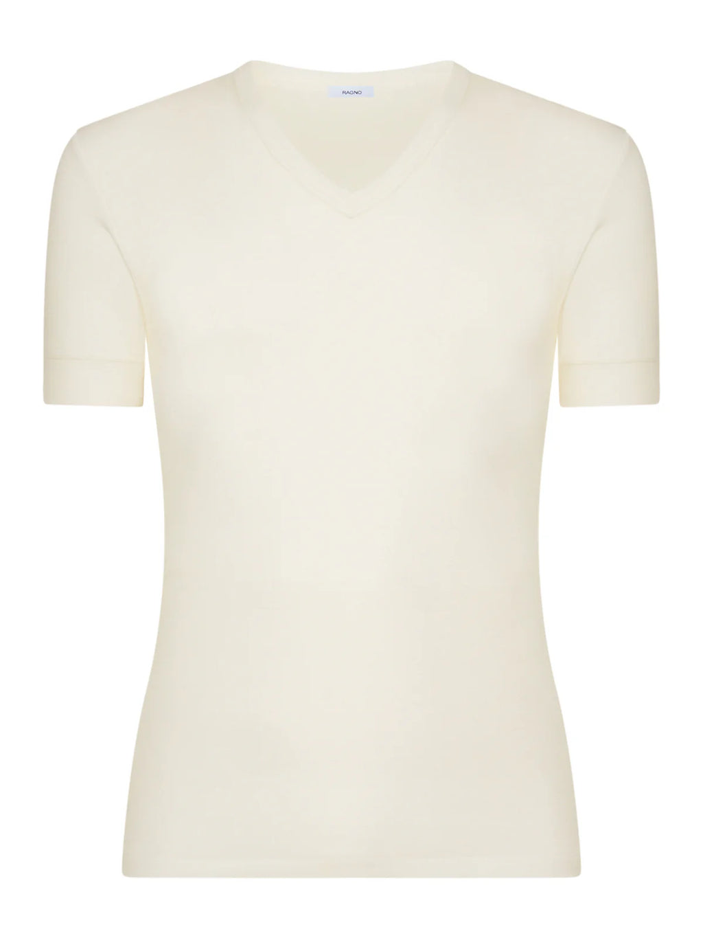 T-shirt uomo Ragno Sintonia Pura scollo V lana cotone bianco