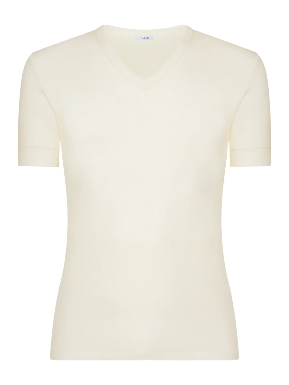 T-shirt uomo Ragno Sintonia Pura scollo V lana cotone bianco