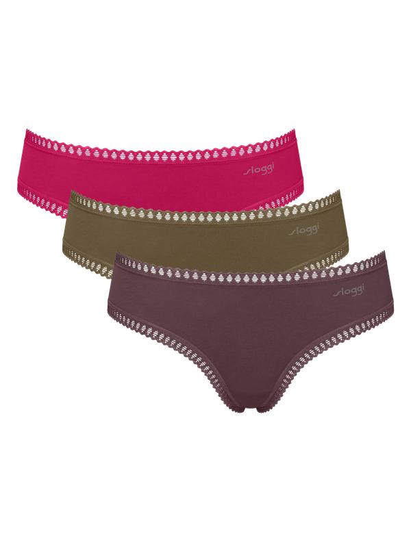 Slip hipster Sloggi GO Crush tris Fant. G fucsia, oliva e prugna